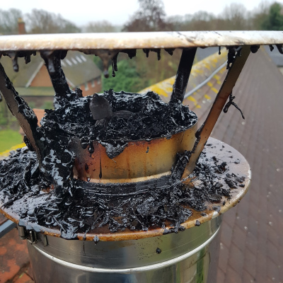 Cowl blocked with creosote tar in Shillington